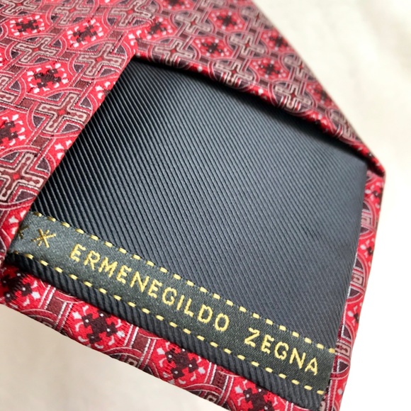 Ermenegildo Zegna Tie CARDINAL Red pattern Silk - Picture 3 of 7